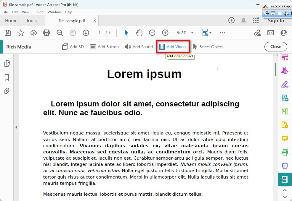 Seleziona Aggiungi Video