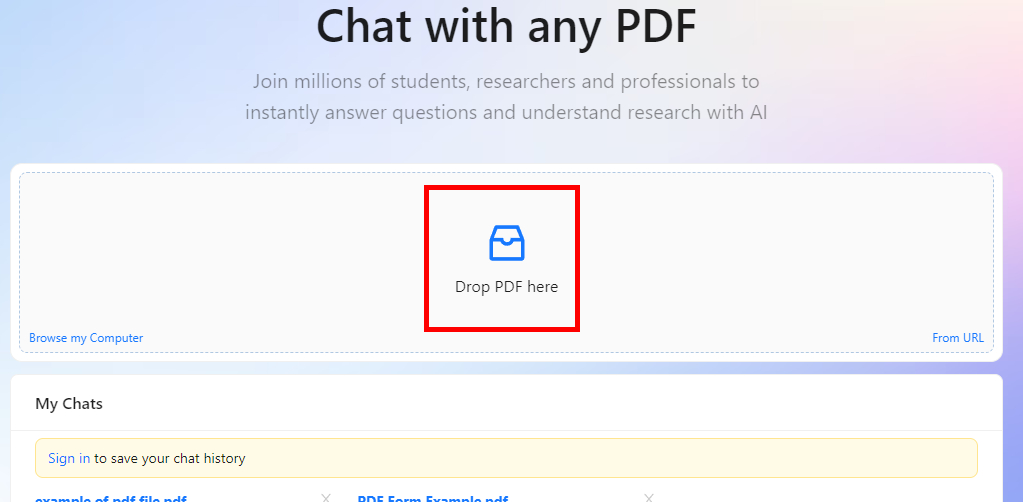 Drop Your PDF File to ChatPDF