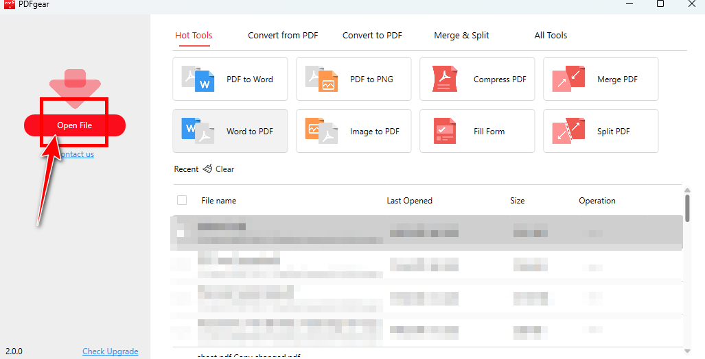 Upload File to PDFgear Desktop