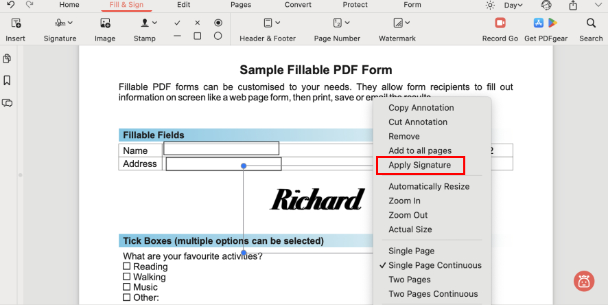 Terapkan Tanda Tangan di PDF pada Mac dengan PDFgear