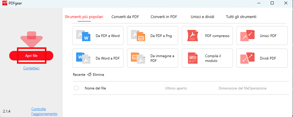 Apri File PDF in PDFgear