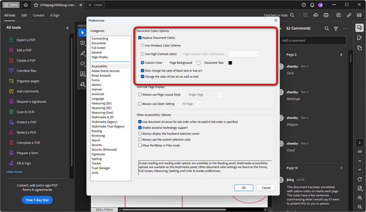 文書の色を変更する