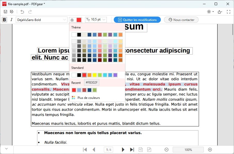 Changer la Couleur du Texte PDF avec PDFgear
