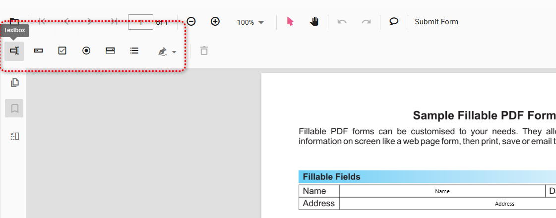Choose Fillable Area