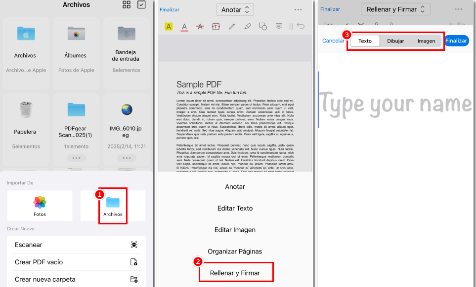 Firmar en iPhone con PDFgear