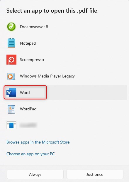 Ouvrir un PDF dans Microsoft Word