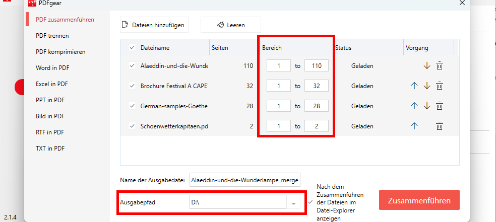 Kombinieren Sie PDFs mit PDFgear