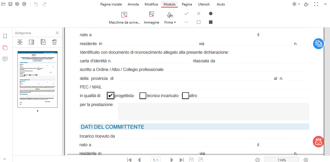 Compila il Modulo con PDFgear