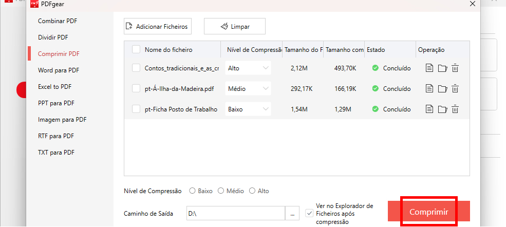 Comprimir em Lote Arquivos PDF Offline