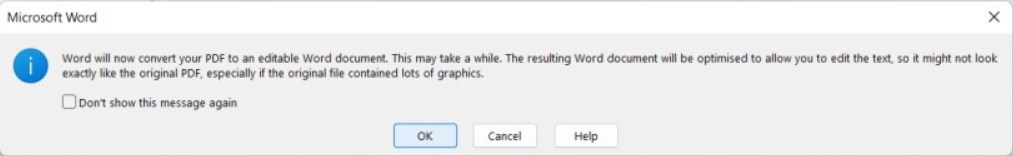Convertir le PDF dans Microsoft Word
