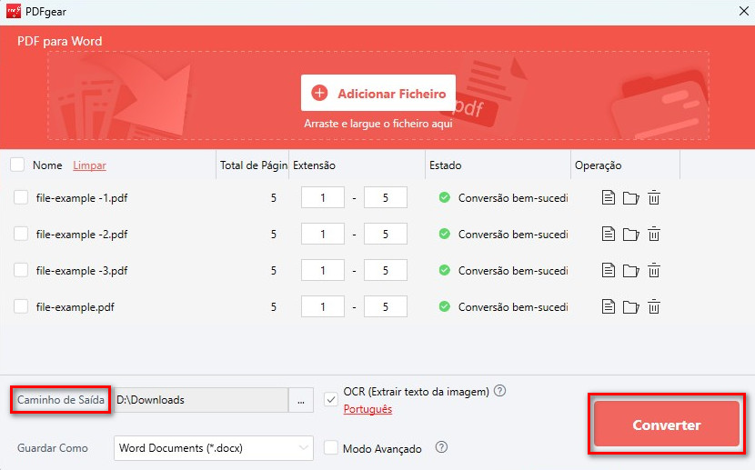 Converter PDFs Escaneados para Word em Lote