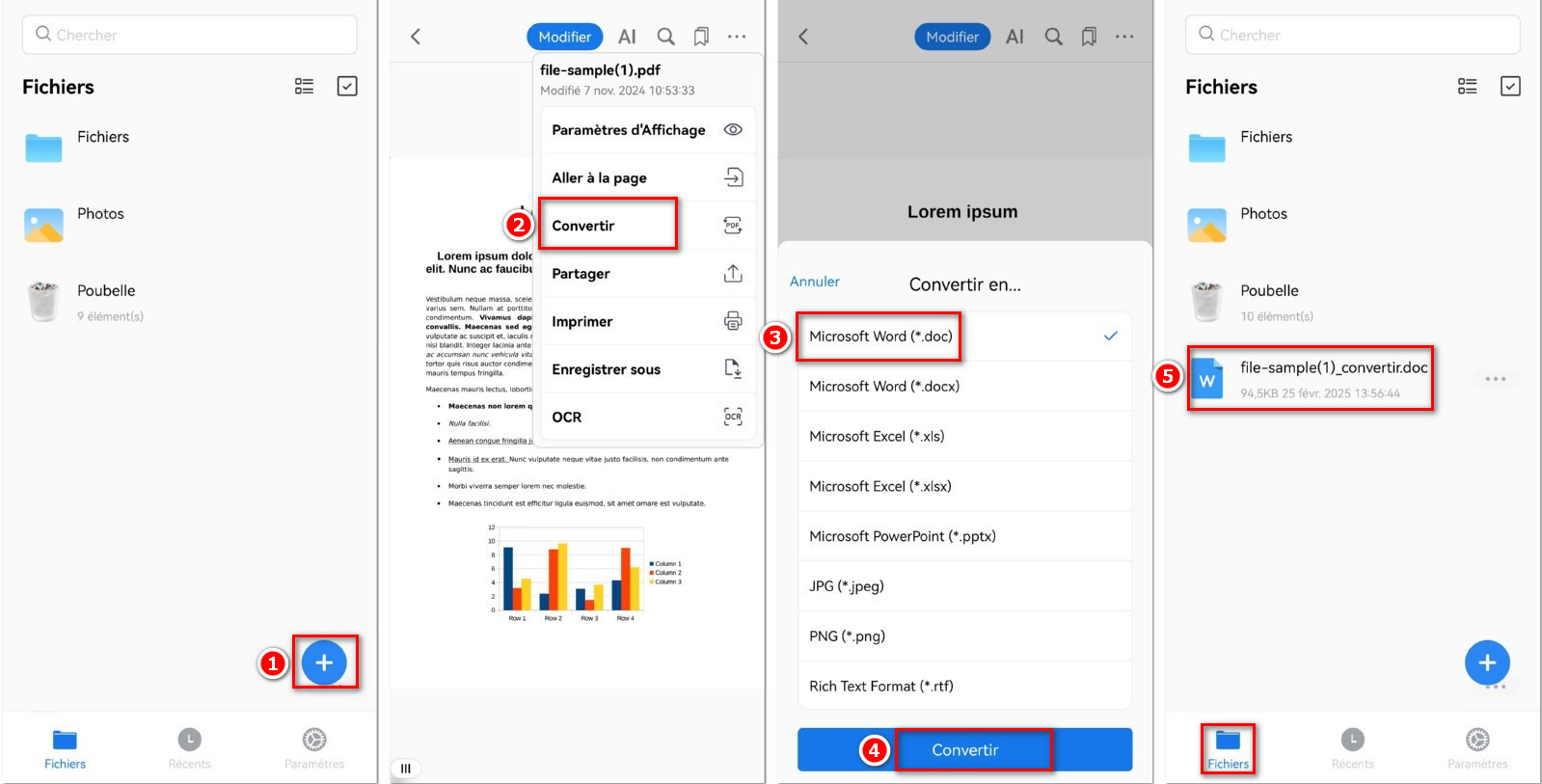 Convertir un PDF en Word sur mobile