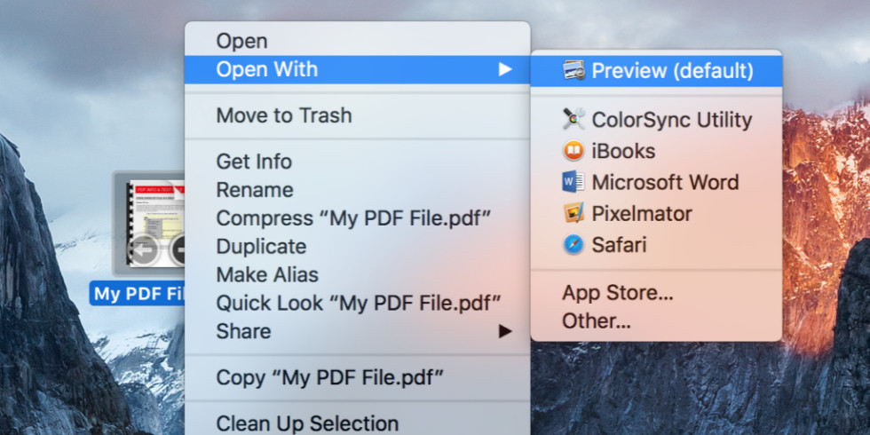 Open PDF with Preview
