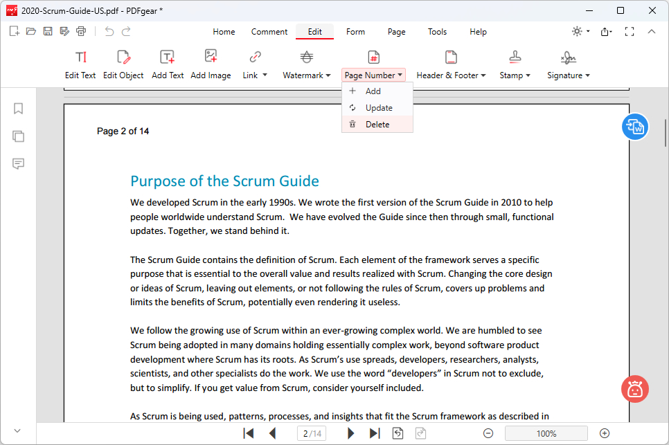 Delete Added Page Numbers