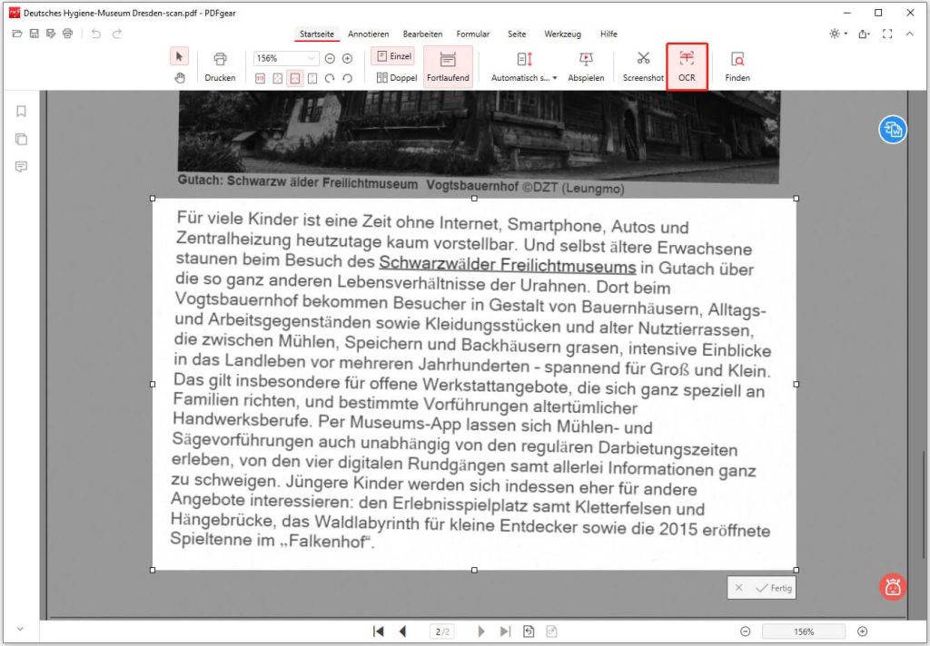 Die zu extrahierenden Texte auswählen
