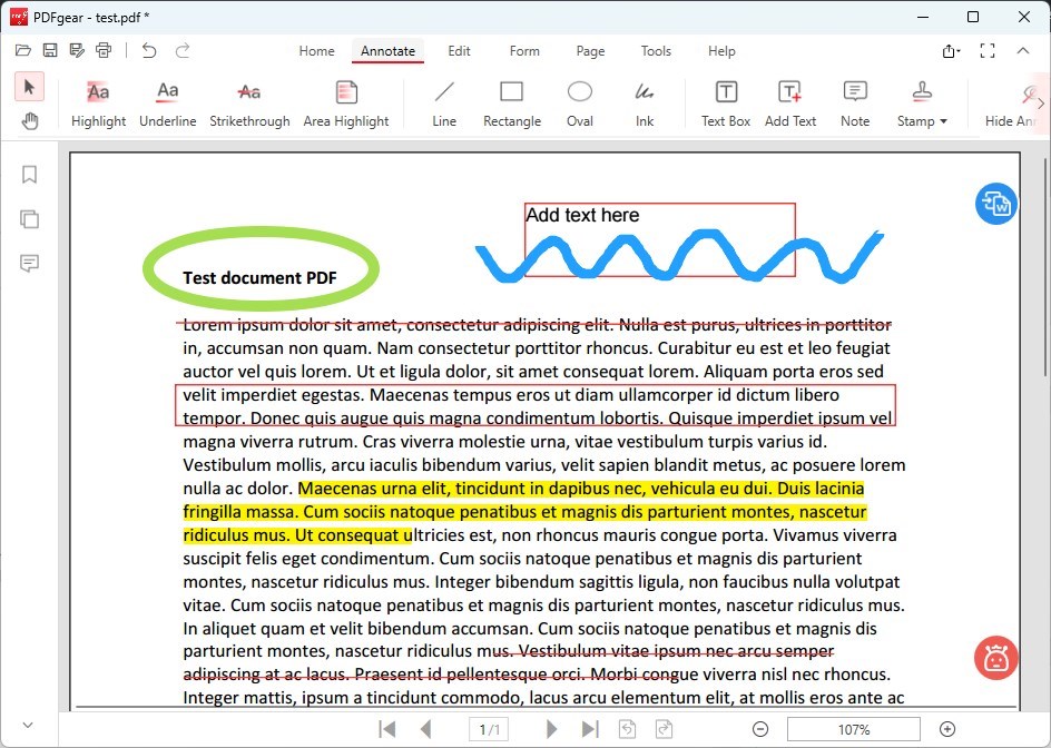 Draw on PDF using PDFgear Desktop