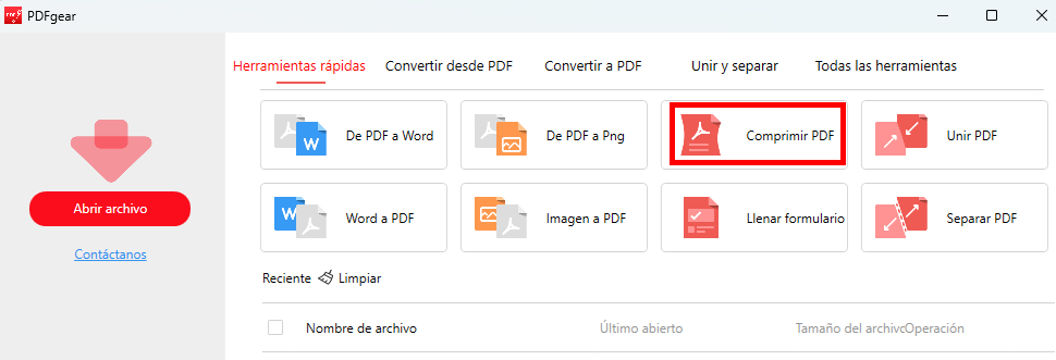 Localizar la Función de Compresión de PDF
