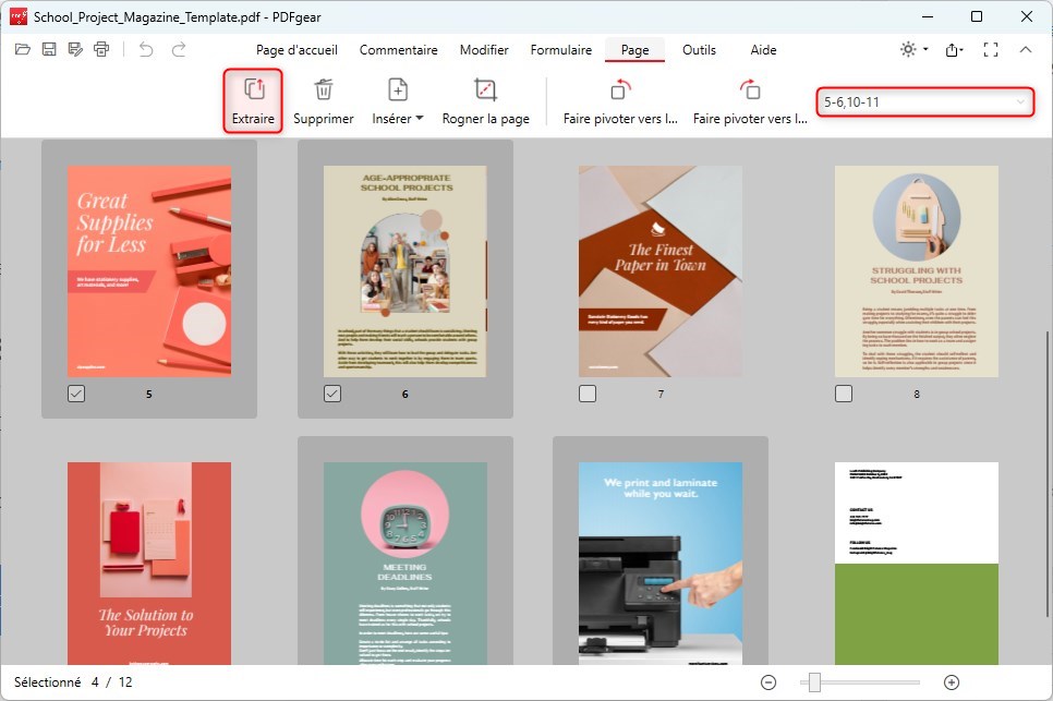 Enregistrer certaines pages d'un PDF en utilisant PDFgear