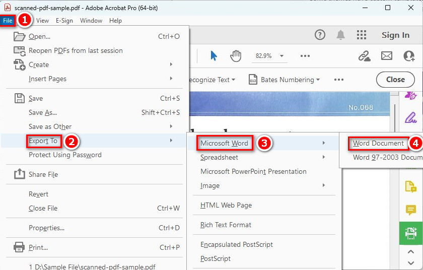 Export Scanned PDF to Word