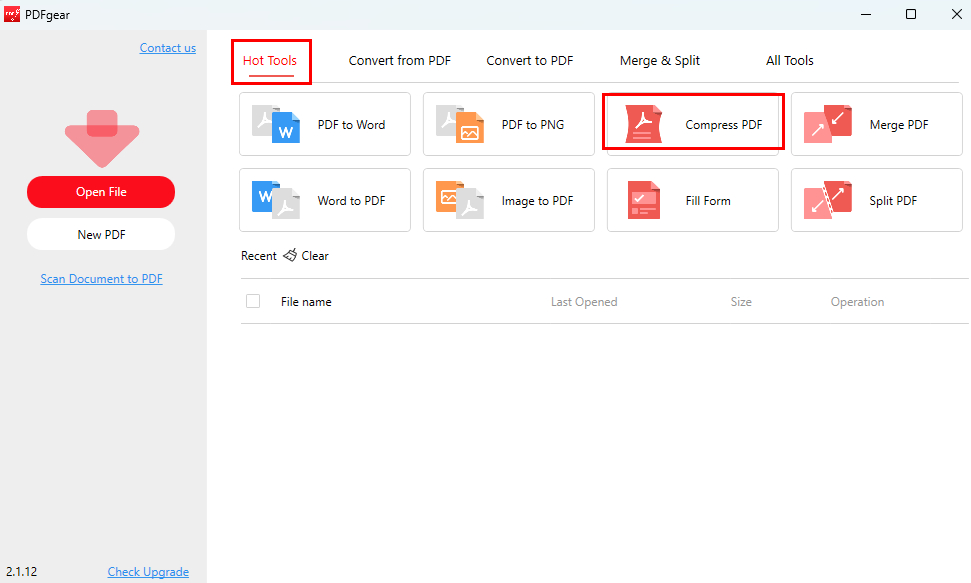 Locate the Compress PDF Feature in PDFgear