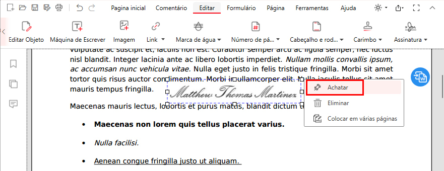 Posicionar e Achatar Assinaturas no PDFgear