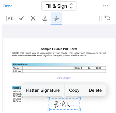 Flatten Signature on PDF on iPhone