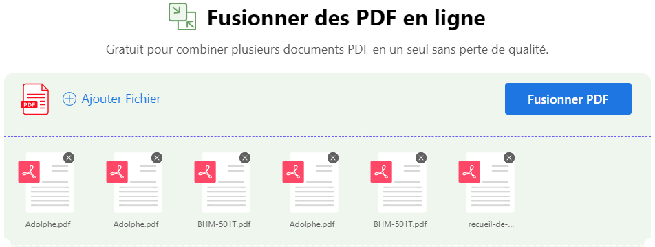 Fusionner des fichiers PDF dans le combinatoire en ligne PDFgear