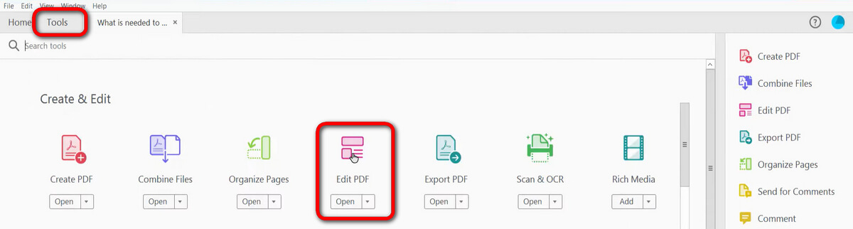 Go to Edit PDF in Adobe Acrobat