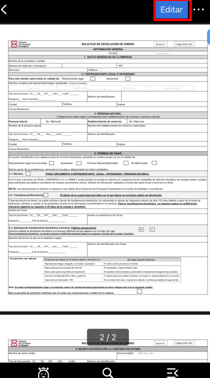 Llena formularios PDF en iPhone con PDFgear