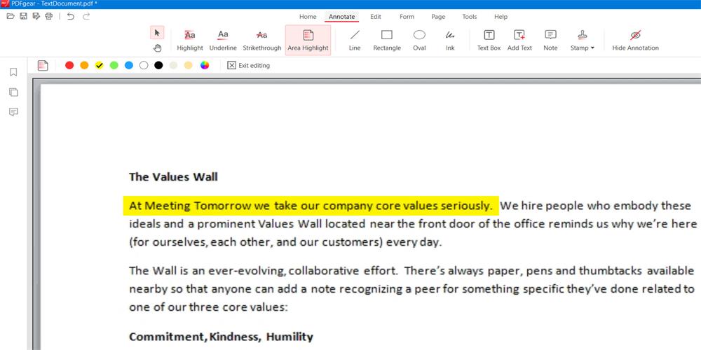 Confirm the Highlight Area