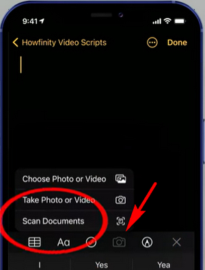 Add a Scanned Document in the Note