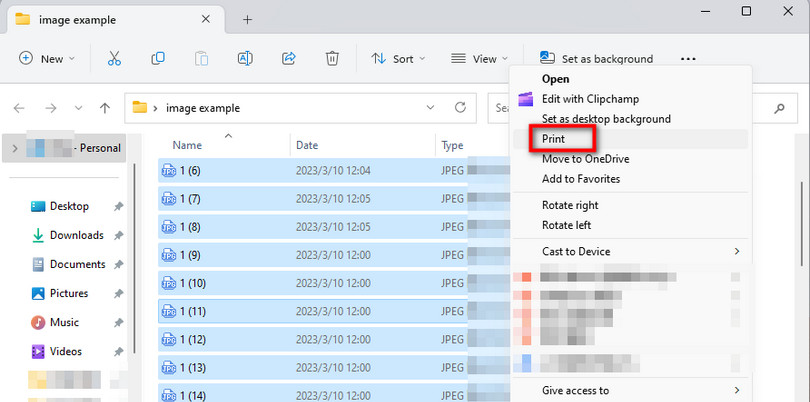 Scegli Più JPEG da Stampare