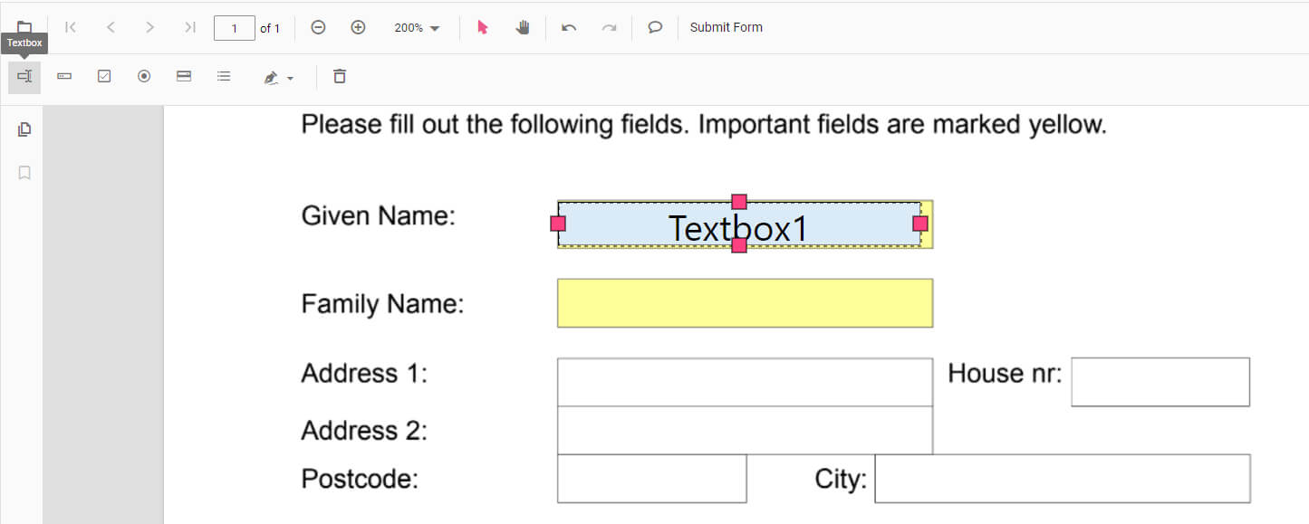Insert Fillable Text Boxes