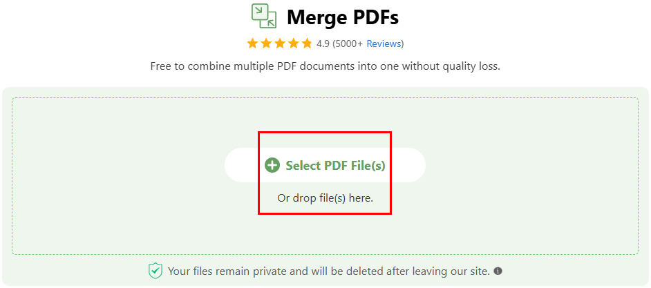 Upload PDFs to PDFgear Online Merger