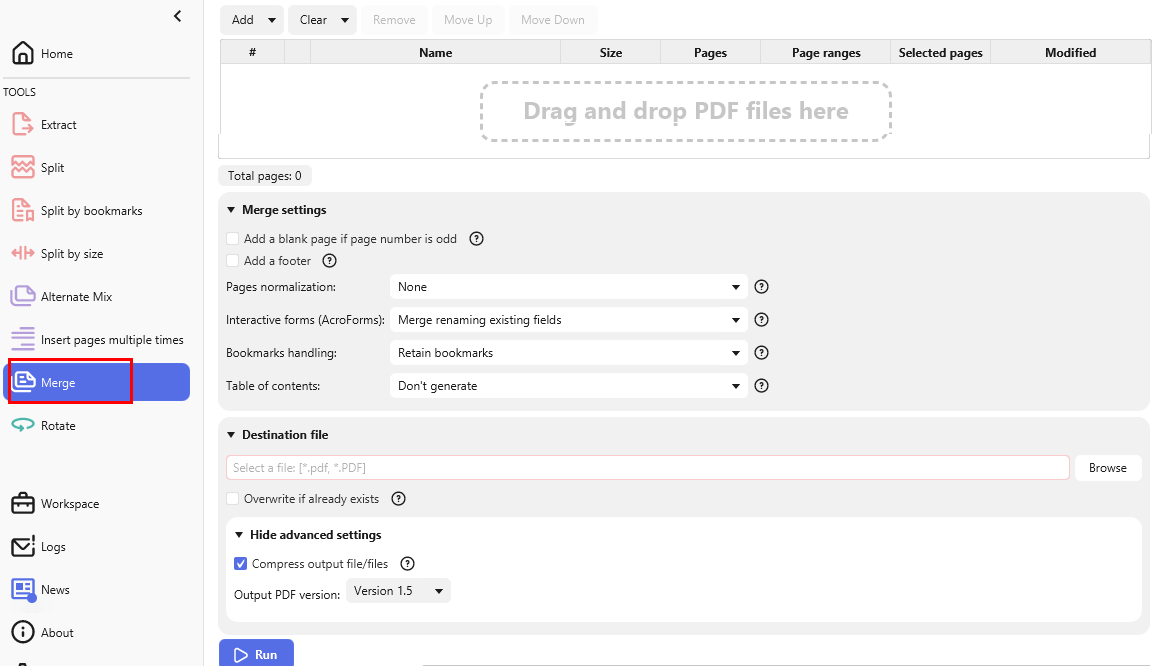 Merge PDFs with PDFsam Basic