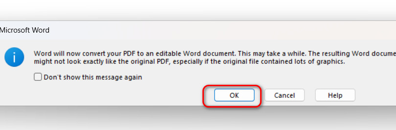 Open PDF in Word
