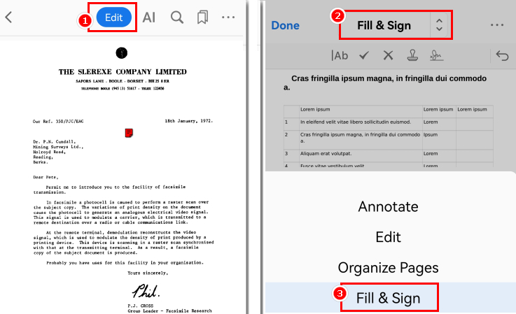 Navigate to the Fill & Sign Button