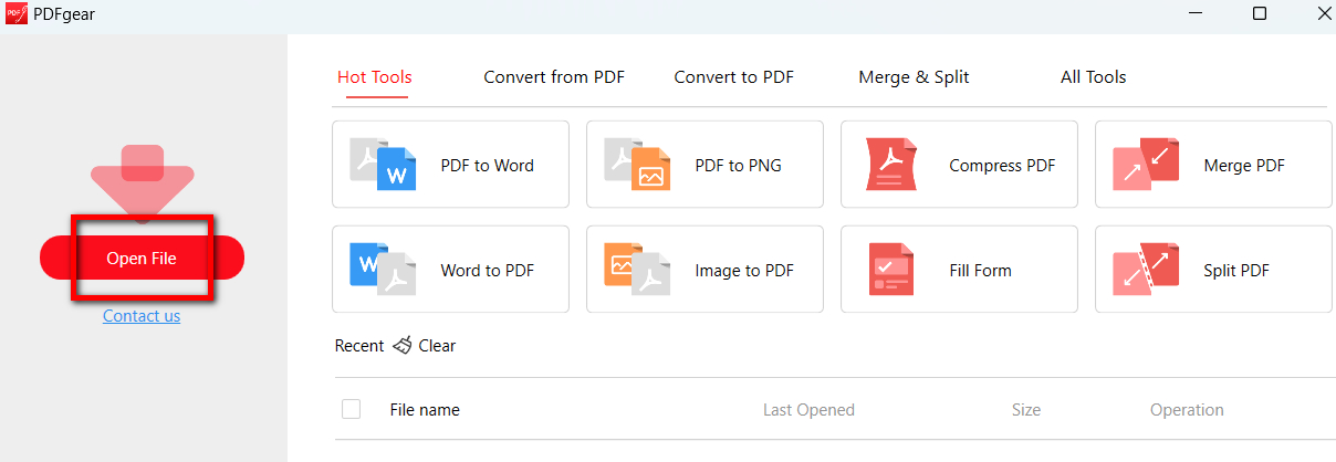 Upload the PDF to PDFgear Chatbot