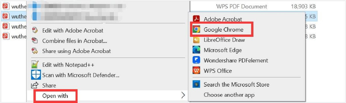 Open a PDF with Google Chrome