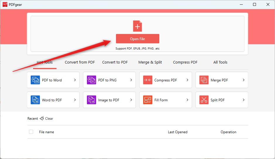 Upload the PDF to PDFgear Chatbot