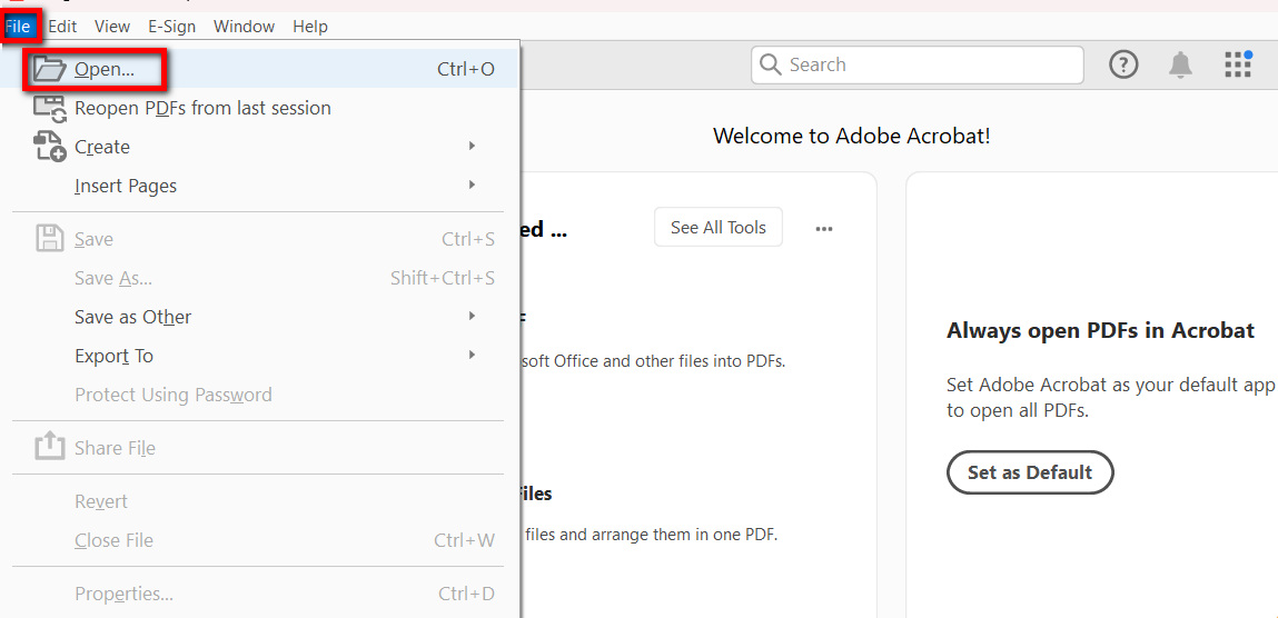 Ouvrir un PDF dans Adobe Acrobat Reader