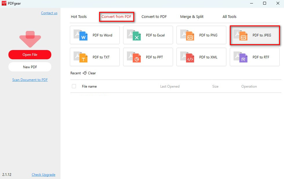 Open the PDF to JPG Converter Tool