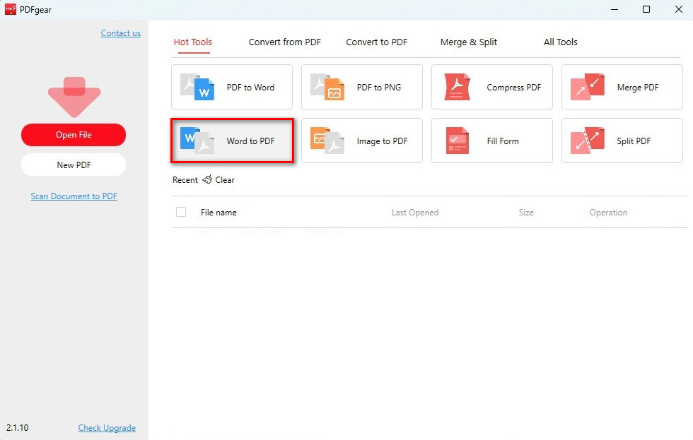 Select the Word to PDF