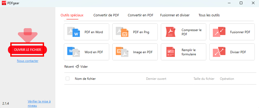 Ouvrir un Fichier PDF dans PDFgear