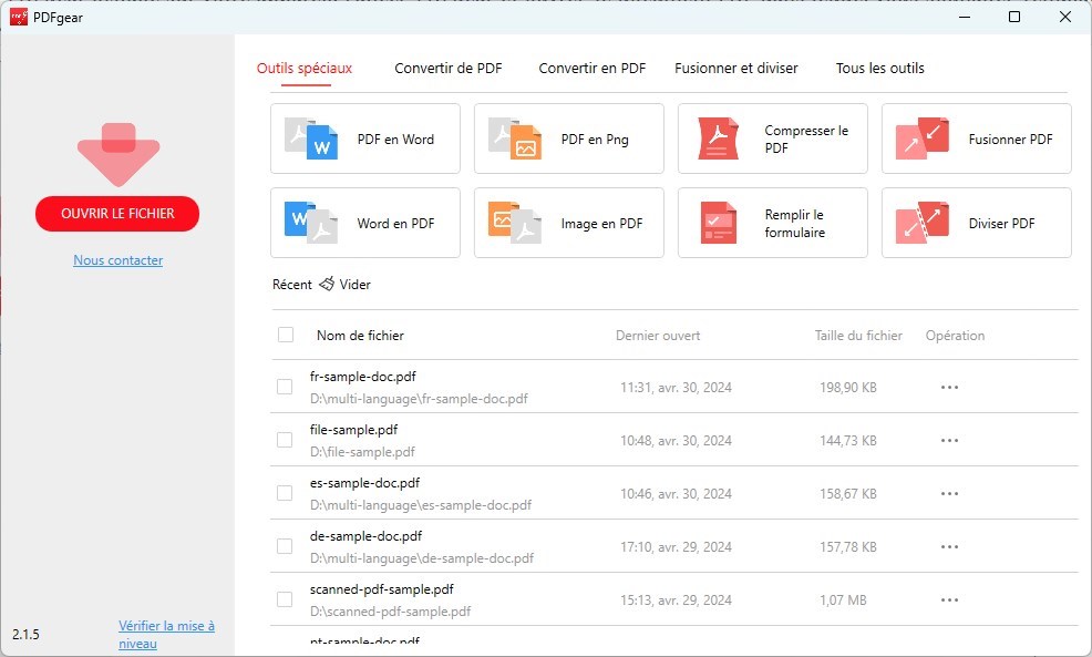 Ouvrir un PDF dans PDFgear