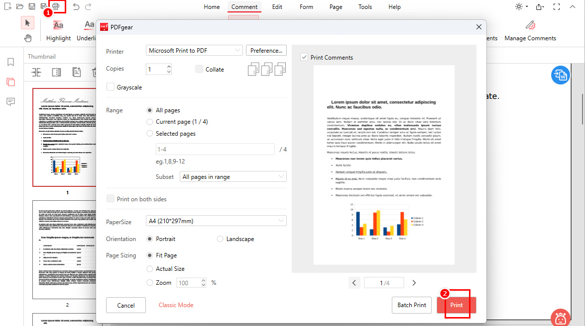 Print the Modified PDF with PDFgear