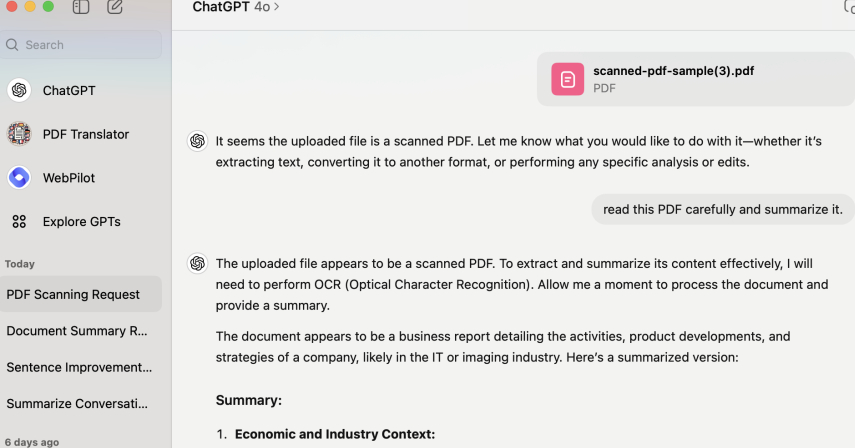 Read Scanned PDFs with ChatGPT App