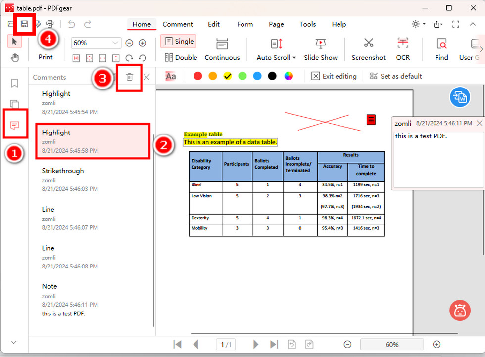 Remove Annotations from PDF with PDFgear