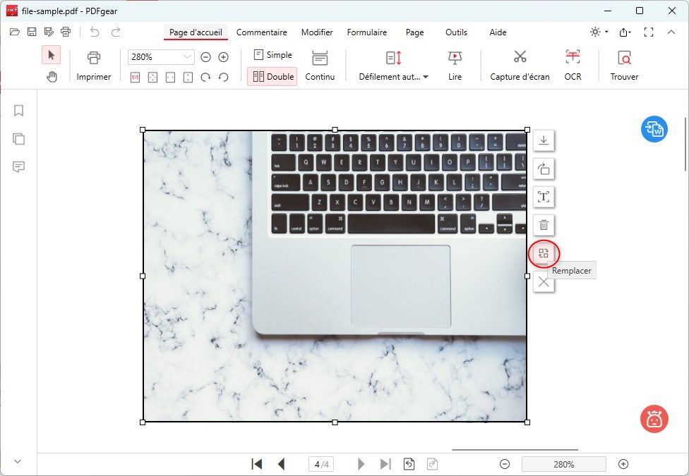 Remplacer l'image en un clic