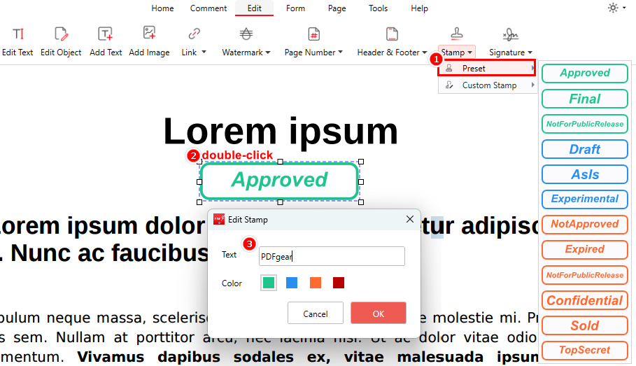 Change the Preset Stamp to Signature Stamp